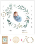 Organic Baby Monthly Milestone Blanket Newborn Boy Girl Unisex Gender Neutral| by MiaoberryBaby