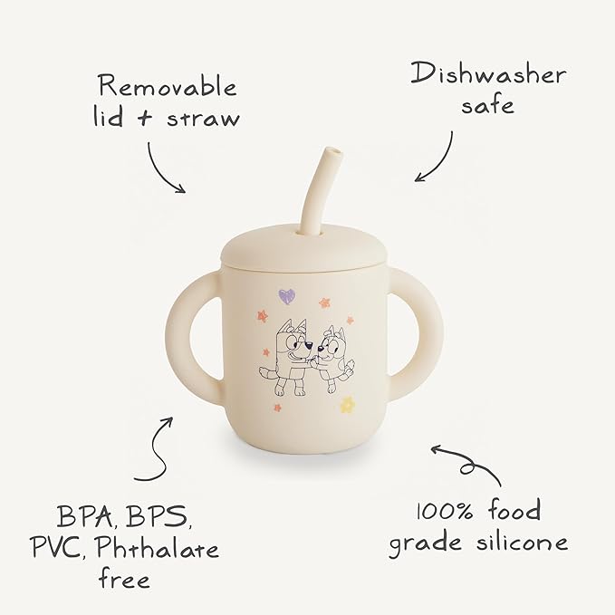 mushie x Bluey 100% Silicone Training Cup & Straw - Image 2