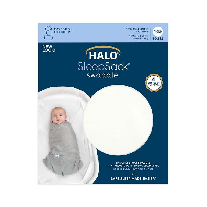 HALO 100% Cotton Sleepsack Swaddle, 3-Way Adjustable Wearable Blanket, TOG 1.5 - Image 3