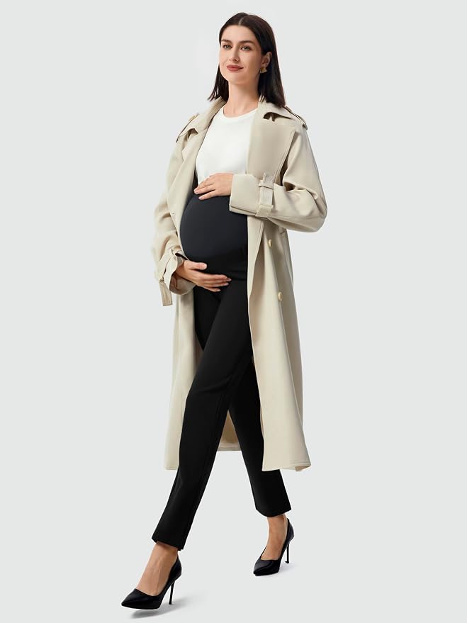 AFITNE Maternity Pants for Work Over The Belly Straight Leg Dress Slacks - Image 6
