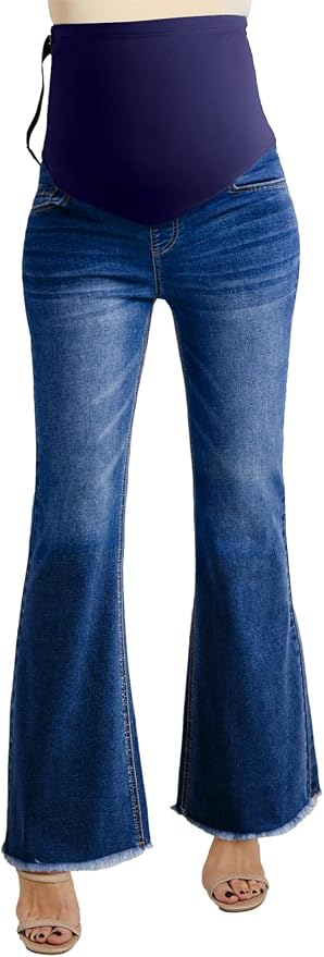 BLENCOT Maternity Jeans for Women Over Belly Pregnancy Pants Comfy Pregnant by BLENCOT