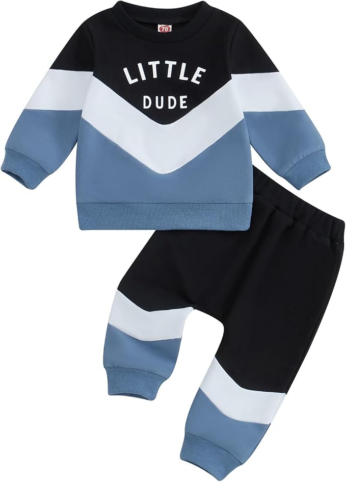 Kupretty Toddler Baby Boy Fall Winter Clothes Color Block Long Sleeve by Kupretty