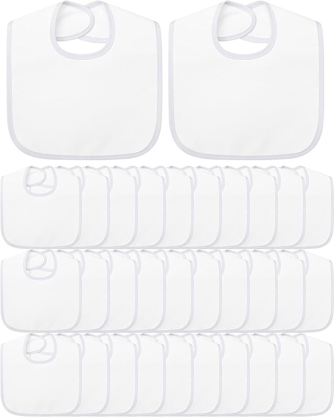 Foaincore 30 Pcs White Bibs for Baby 2 Ply Waterproof Absorbent White Bibs Bulk by Foaincore