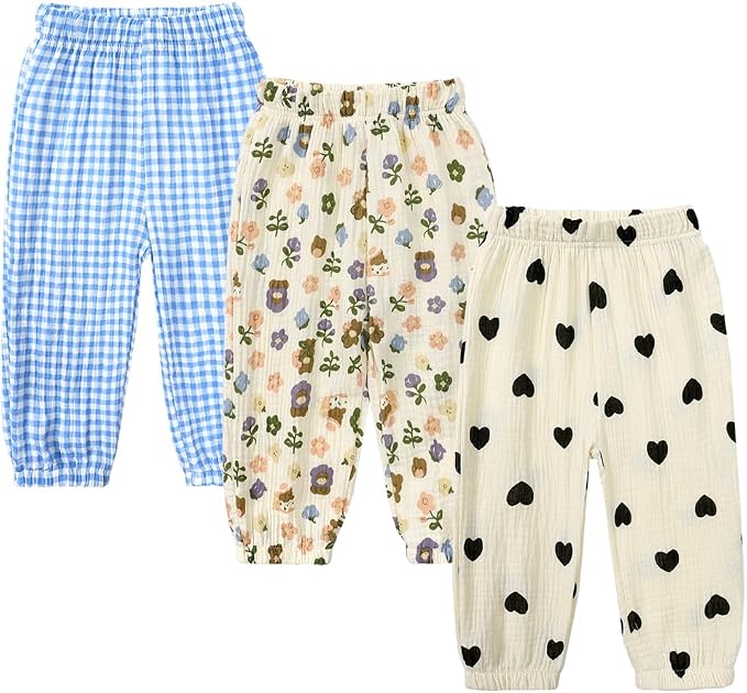 MYGBCPJS Baby Boys Girls Cotton Linen Trousers Kids Casual Ankle Pants Loose by MYGBCPJS