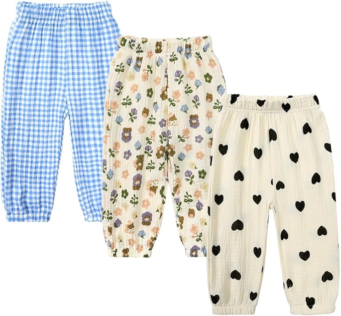 MYGBCPJS Baby Boys Girls Cotton Linen Trousers Kids Casual Ankle Pants Loose by MYGBCPJS