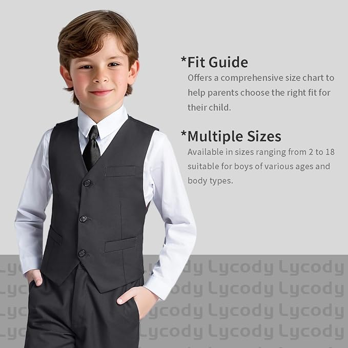 Boys Vest Set Formal Dress Suits Wedding Outfit Dresswear - Image 3