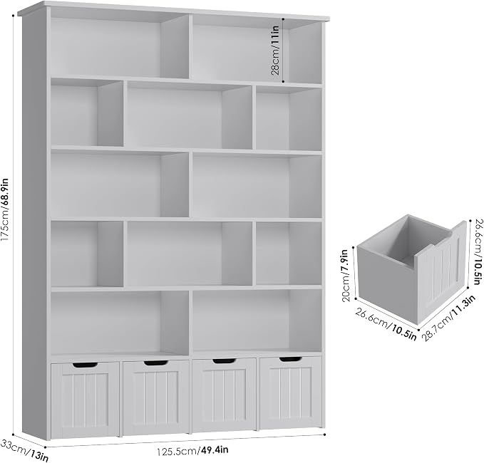 FINETONES 69" H Toy Storage Organizer, 6 Tier Tall Kids Bookshelf - Image 2