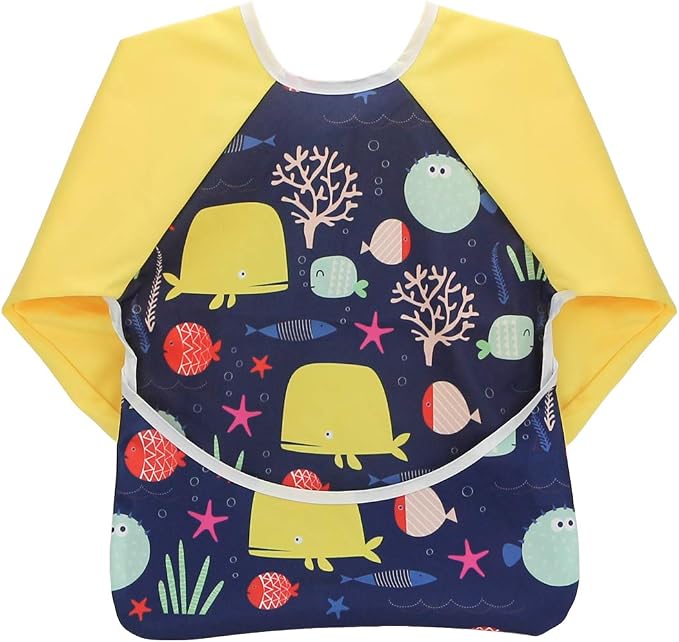 Infant Toddler Baby Waterproof Sleeved Bib, Bib by Hi+Sprout