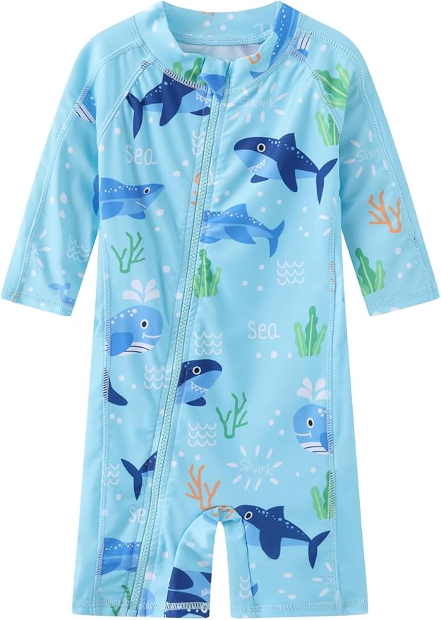 Toddler Baby Boys Swimsuit Rashguard One Piece Zipper Bathing Suit - Image 2