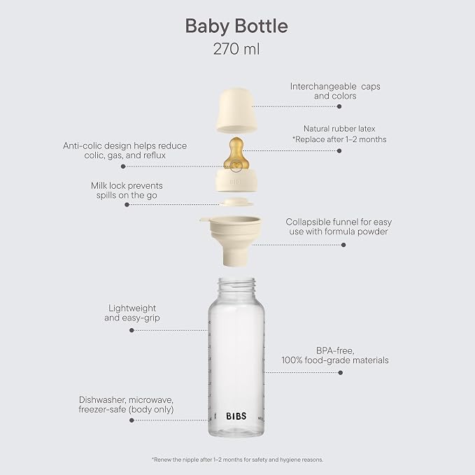 BIBS Baby Bottle 9 oz / 270 ml Silicone Nipple - Image 2