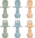 Baby Spoons and Forks Feeding Set, 6 Pack Silicone First Stage Self Feeding by Eascrozn