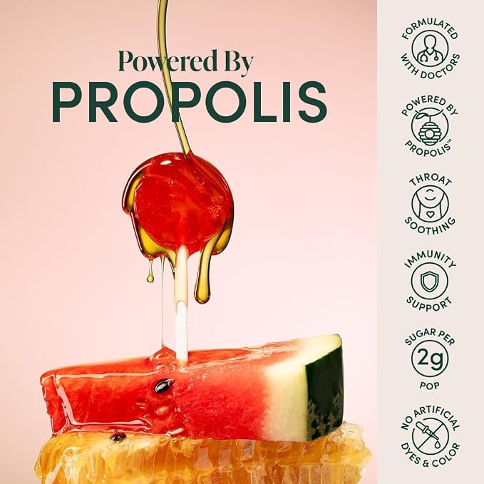 Kids Throat Soothing Watermelon Lollipops, by Beekeeper's Naturals - Image 2