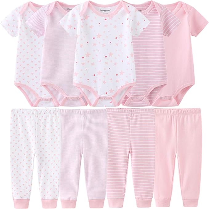 Baby Layette Set Baby Boys' 9-Piece Bodysuits Pants Set Toddler Girl Boy Unisex by Kiddiezoom