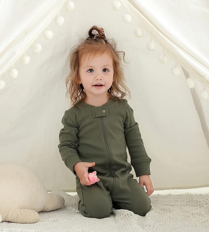 Owlivia Organic Cotton Baby Boy Girl Zip up Sleep 'N Play Pjs, Long Sleeve - Image 2