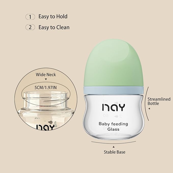 Natural Glass Baby Bottle Wide Neck, Newborn Anti-Colic Baby Bottle, Includes - Image 6