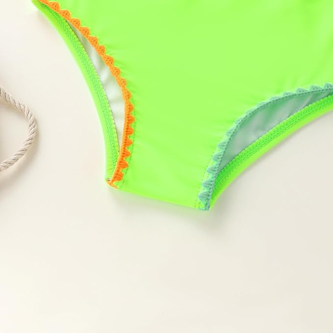 YOUNGER TREE Toddler Girls Two Pieces Swimsuit Color Block Stripe Swimwear - Image 5