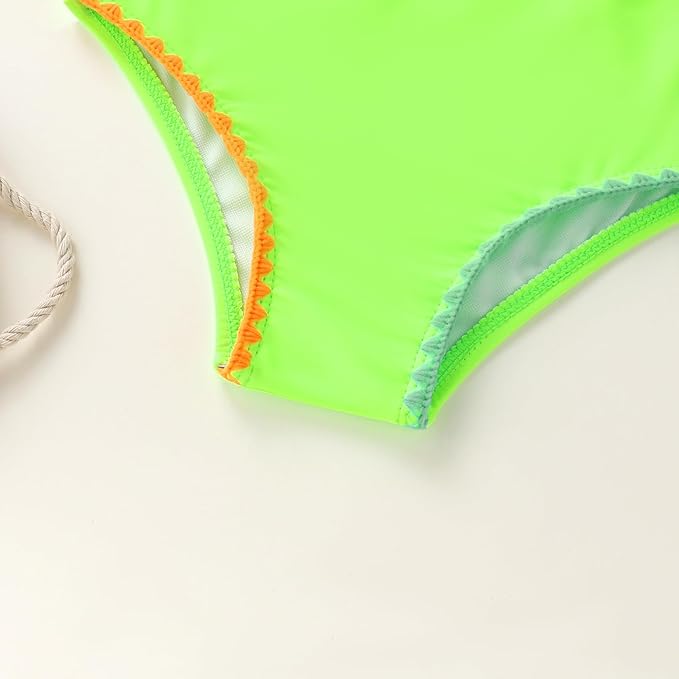 YOUNGER TREE Toddler Girls Two Pieces Swimsuit Color Block Stripe Swimwear - Image 5