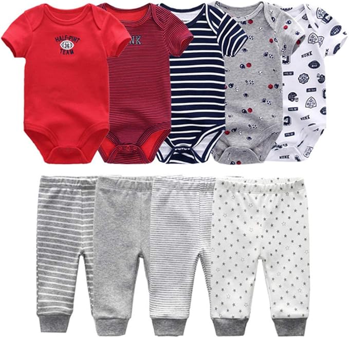 Baby Layette Set Baby Boys' 9-Piece Bodysuits Pants Set Toddler Girl Boy Unisex by Kiddiezoom