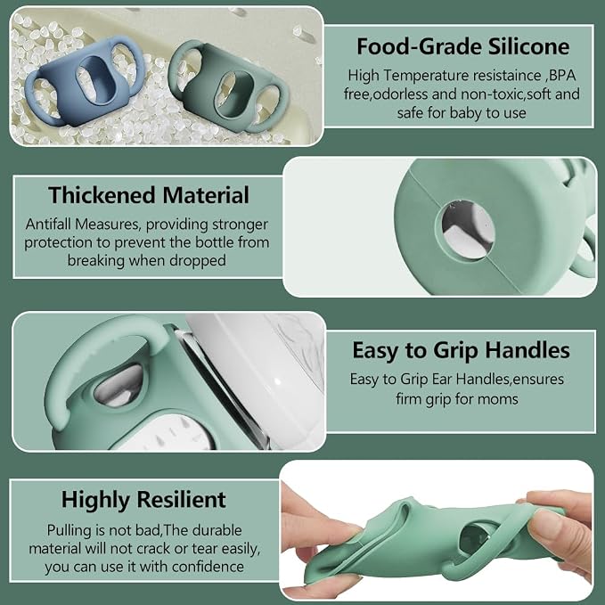 2 Pack Silicone Sleeves for Avent Natural Glass Bottles, Anti Breakage Bottle - Image 3