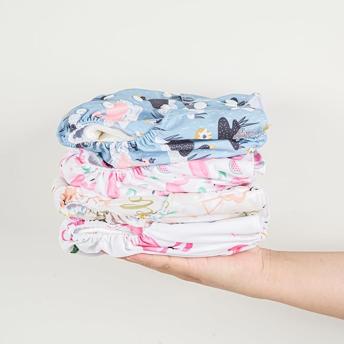 HappyFlute 9 Sets Newborn Baby Cloth Pocket Diapers Adjustable Reusable - Image 7