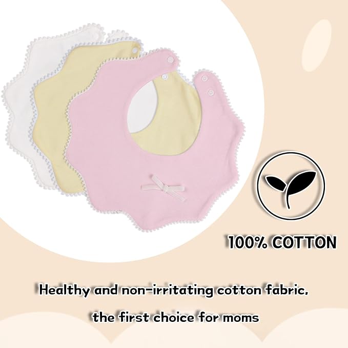 Bamery Baby Bandana Bibs White Cotton Drool Bibs - Image 2