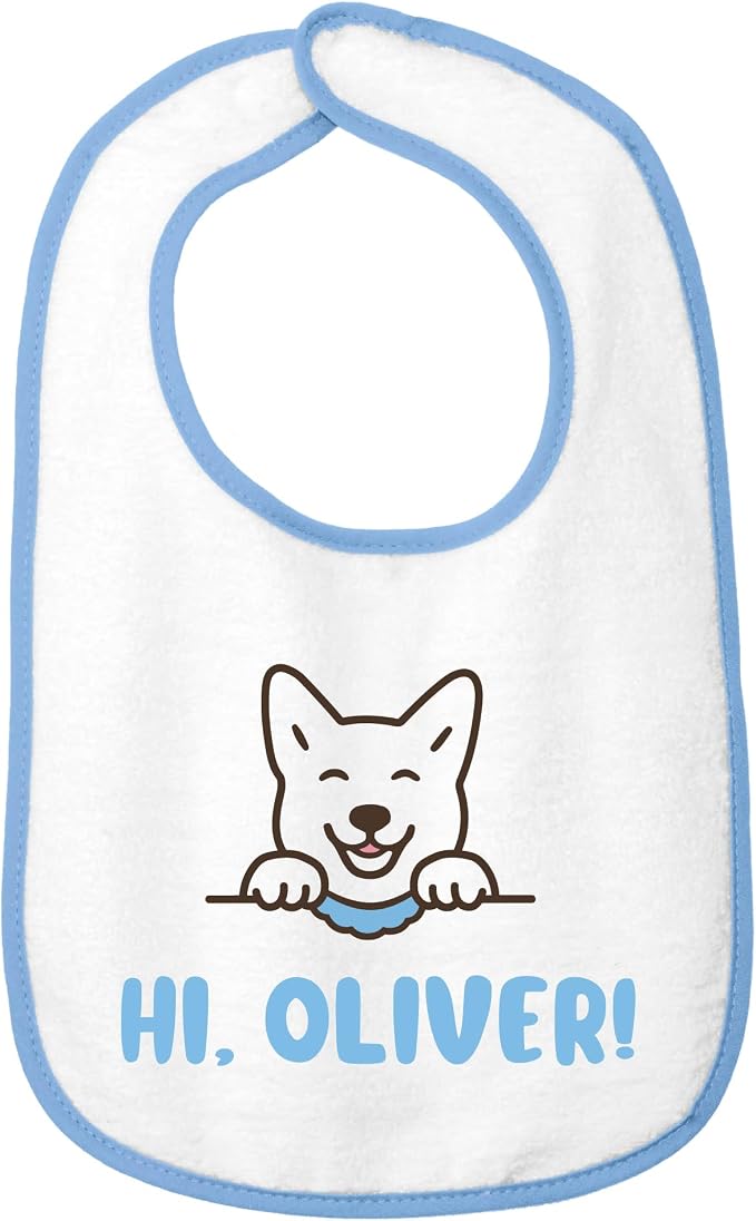 Personalized Baby Bib – Soft Cotton Terry, Cute Jindo Dog Design by SmilingJindo