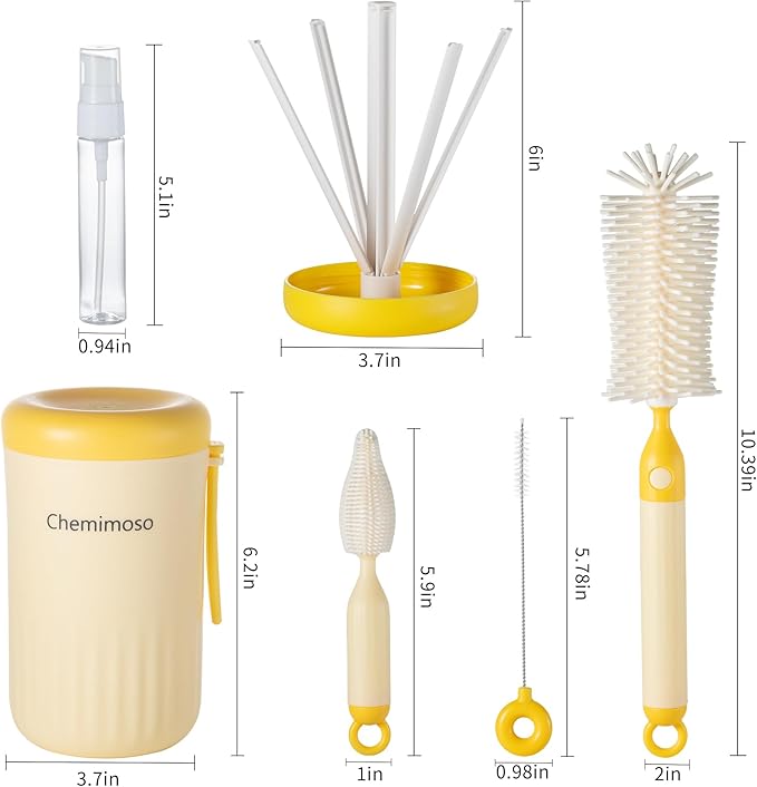 Chemimoso Travel Silicone Baby Bottle Cleaner Brush Set, Foldable Baby Bottle - Image 4