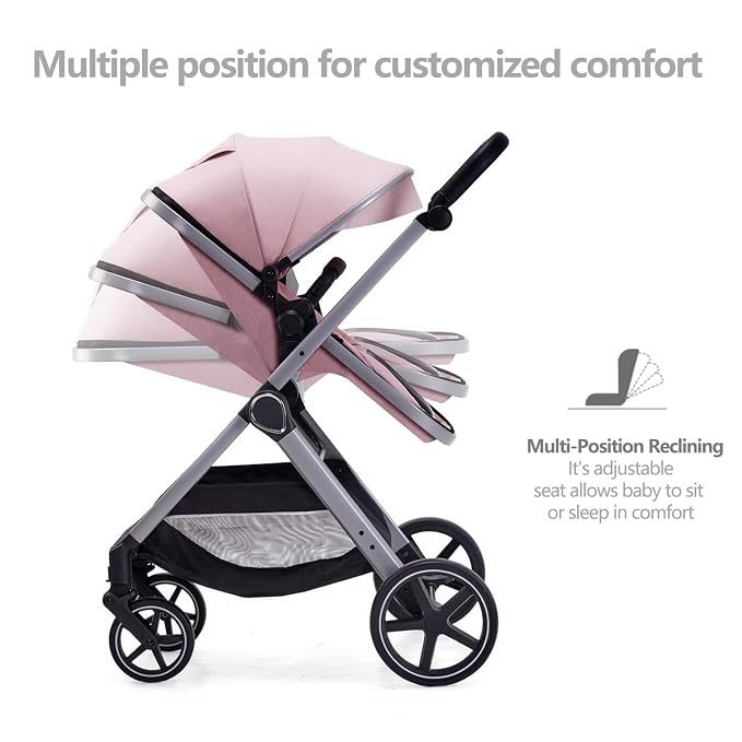 2 in 1 Baby Stroller, Newborn Infant Toddler Convertible Pram Stroller - Image 3