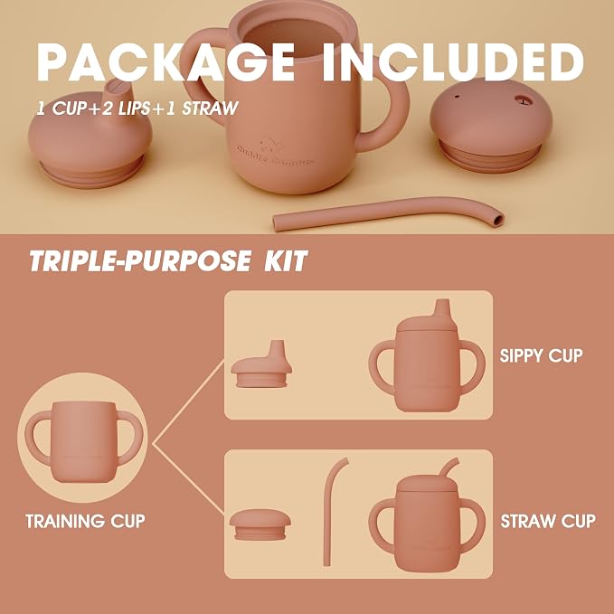 Cuddle Campus Sippy Cups 7OZ, Baby Cups, Shatterproof Silicone Straw Cup - Image 2