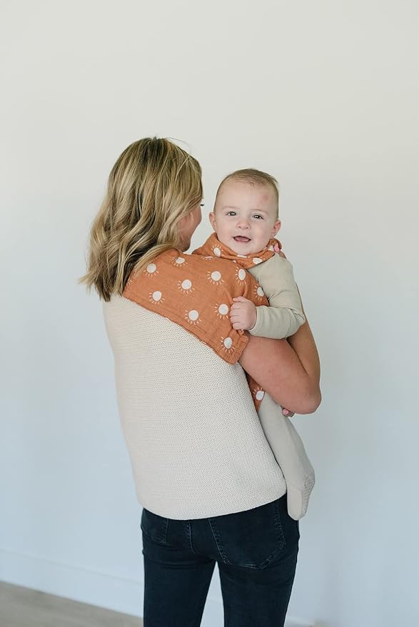 Mebie Baby Burp Cloths, Neutral Print 3-Pack, Muslin Burp Cloth Set - Image 5