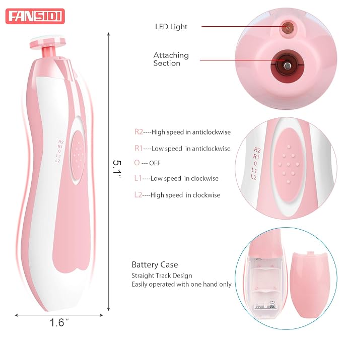 FANSIDI Baby Nail File Electric Nail Trimmer Safe Baby Nail Clippers Manicure - Image 2