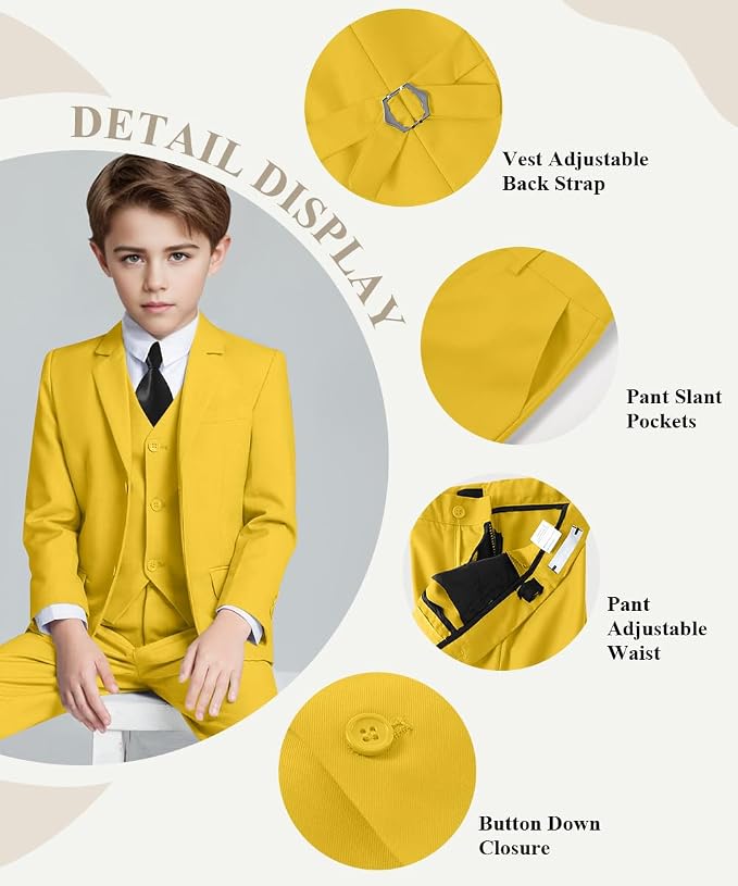 Visaccy Boys Suits Slim Fit Dress Clothes Ring Bearer Outfit - Image 2
