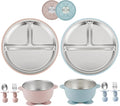 PandaEar 8PCS Baby Feeding Set | Stainless Steel Suction Plates and Bowls by PandaEar