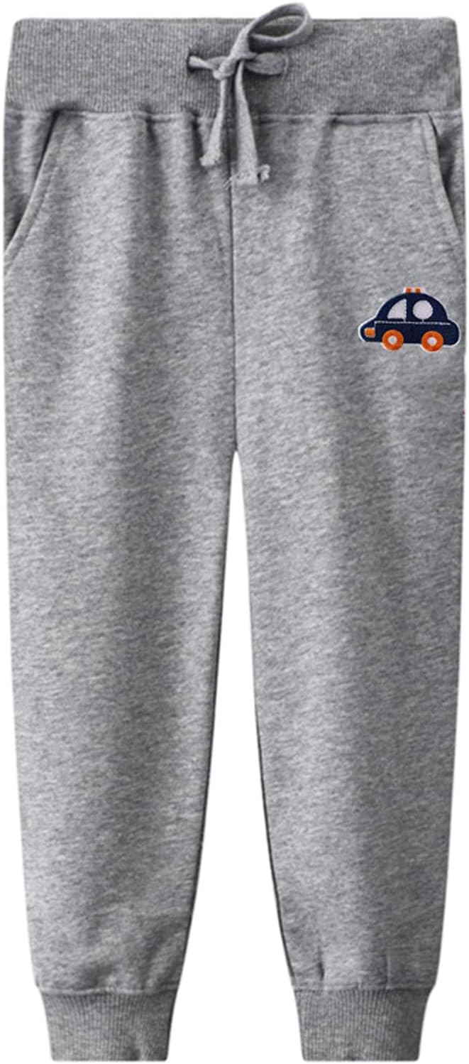 LOKTARC 2 Pack Boys Drawstring Sweatpants Cute Pattern Cotton Sport Jogger Pants - Image 3