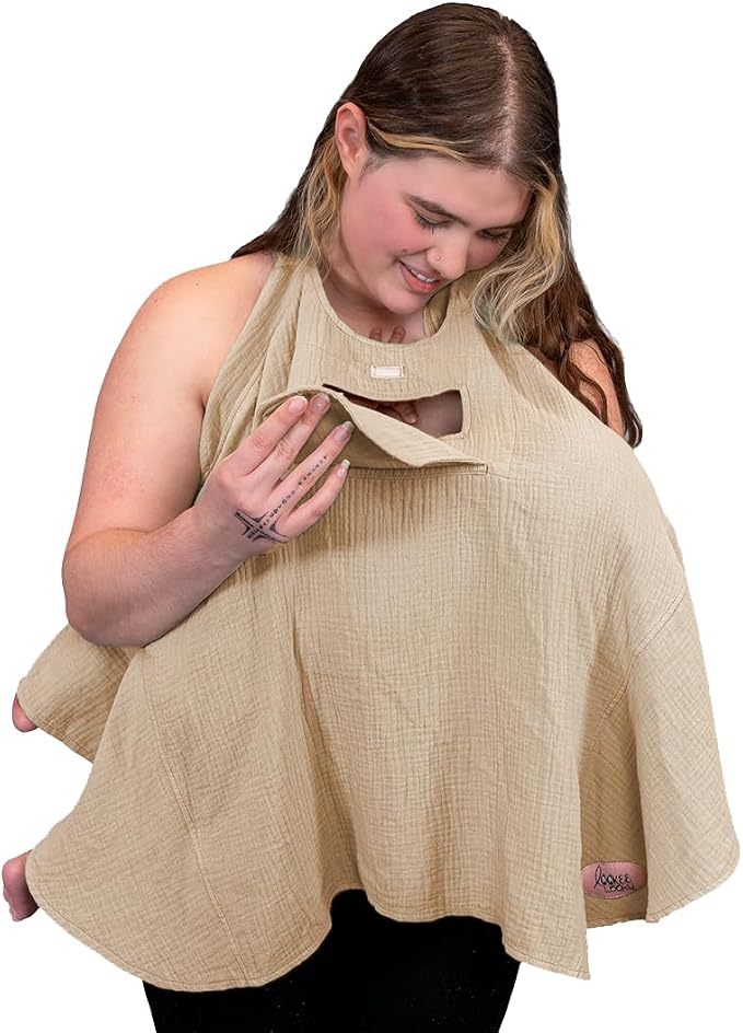 Muslin Nursing Cover for Baby Breastfeeding –Peekaboo Window -100% Breathable by Lookee+Looky