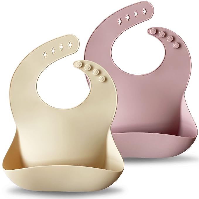 Moonkie Silicone Baby Bibs Set Of 2 | BPA Free Waterproof | Soft Flexible by Moonkie