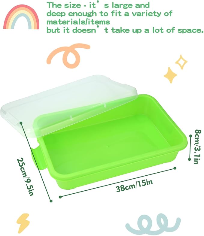 Sensory Bin Sand Tray with Lid for Toddlers 2 Pcs 15in Portable Sandbox Toy - Image 3