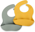 Silicone Bib 2-Pack: Safe, Food-Grade. Waterproof, Adjustable Neck Band by BabyBliss