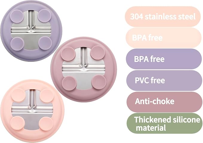 3Pack Stainless Steel Kids Plates, 8.1" Divided Kids Plate - Image 5