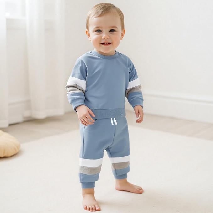 Kupretty Toddler Baby Boy Fall Winter Clothes Color Block Long Sleeve - Image 3
