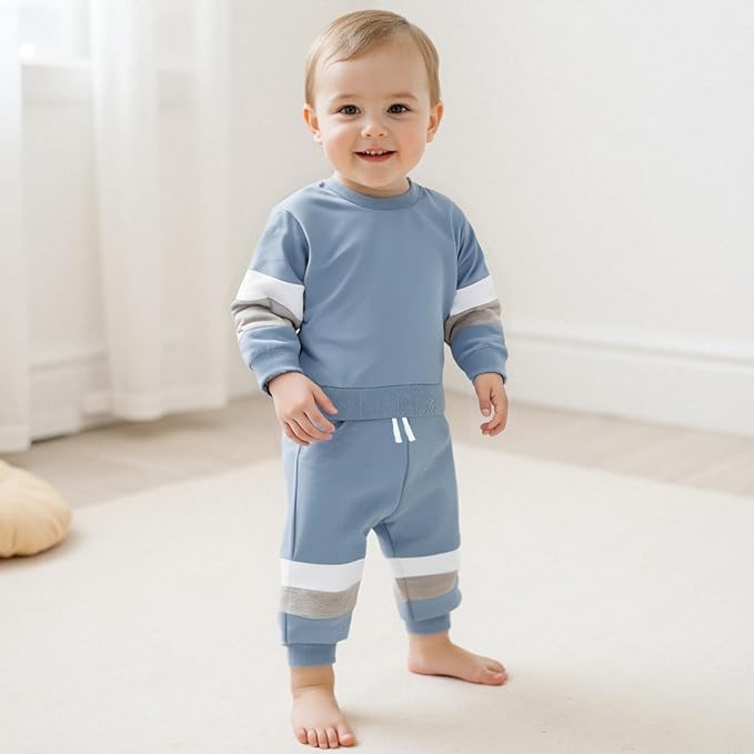 Kupretty Toddler Baby Boy Fall Winter Clothes Color Block Long Sleeve - Image 3