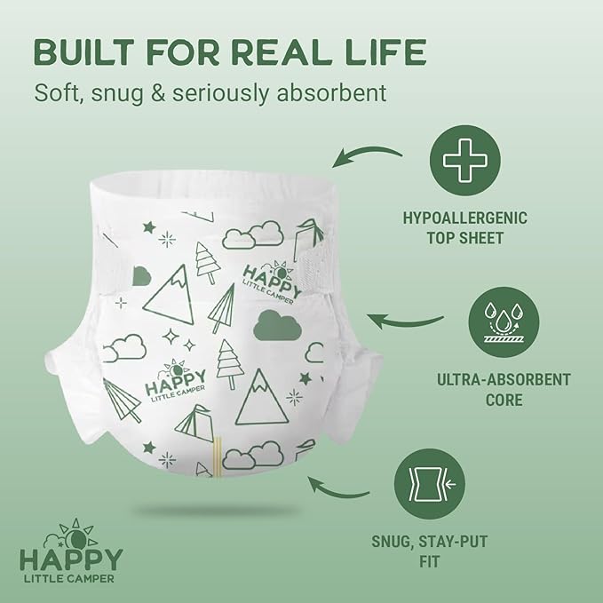 Happy Little Camper Super Saver Diapers, Size 3, Fragrance-Free, Ultra Absorbent - Image 2