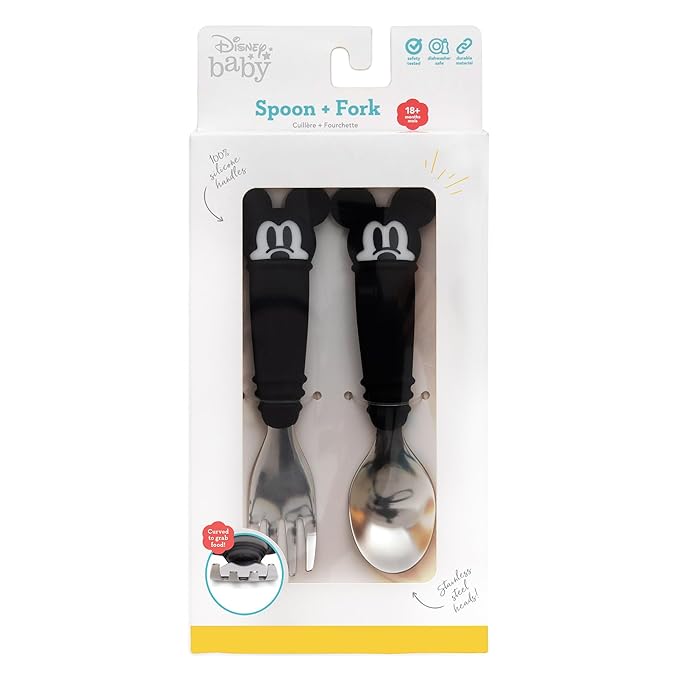 Bumkins Disney Toddler Utensils, Kids Size Fork and Spoon Set, Silicone and - Image 6