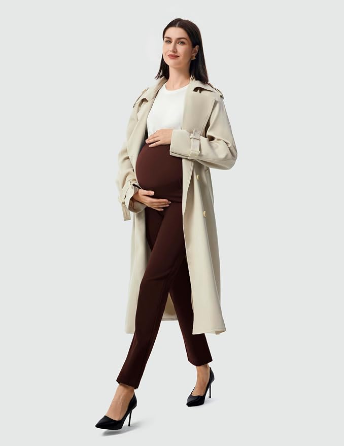 AFITNE Maternity Pants for Work Over The Belly Straight Leg Dress Slacks - Image 6