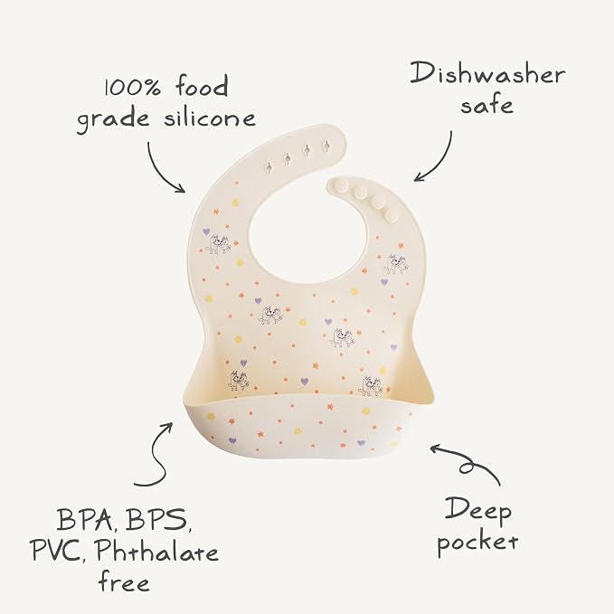 mushie x Bluey Silicone Baby Bib | Adjustable Fit Waterproof Bibs - Image 2
