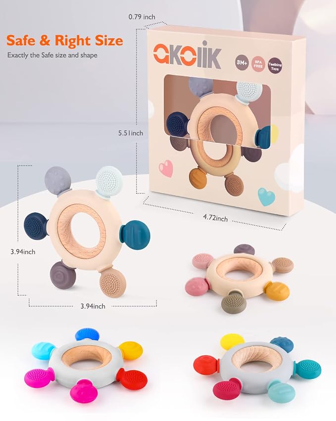 akolik Baby Teething Toys, Teething Relief Toy, BPA Free Baby Chew Toys Infant - Image 6