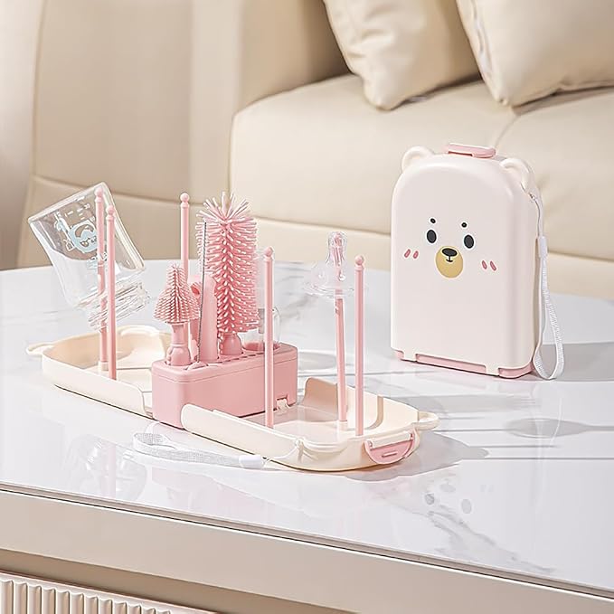 6 In1 Baby Bottle Brush Kit, Portable Silicone Bottle Brush Cleaner Set - Image 8