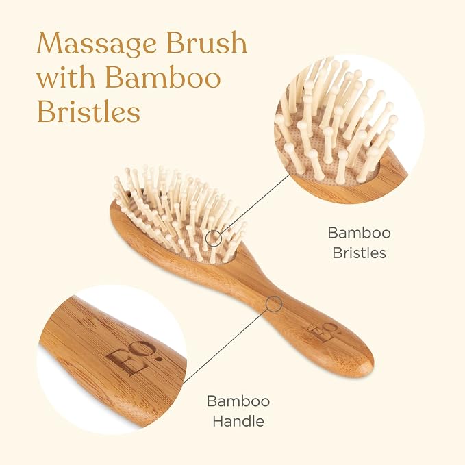 ELLAOLA Natural Bamboo Hair Brush & Comb Set, 3 Piece - Image 5