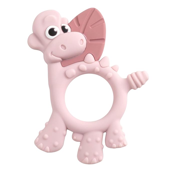 Bibado - Dotty The Dinosaur Teething Toys, Blush - Multi-Sensory Teether - BPA by BIBaDO