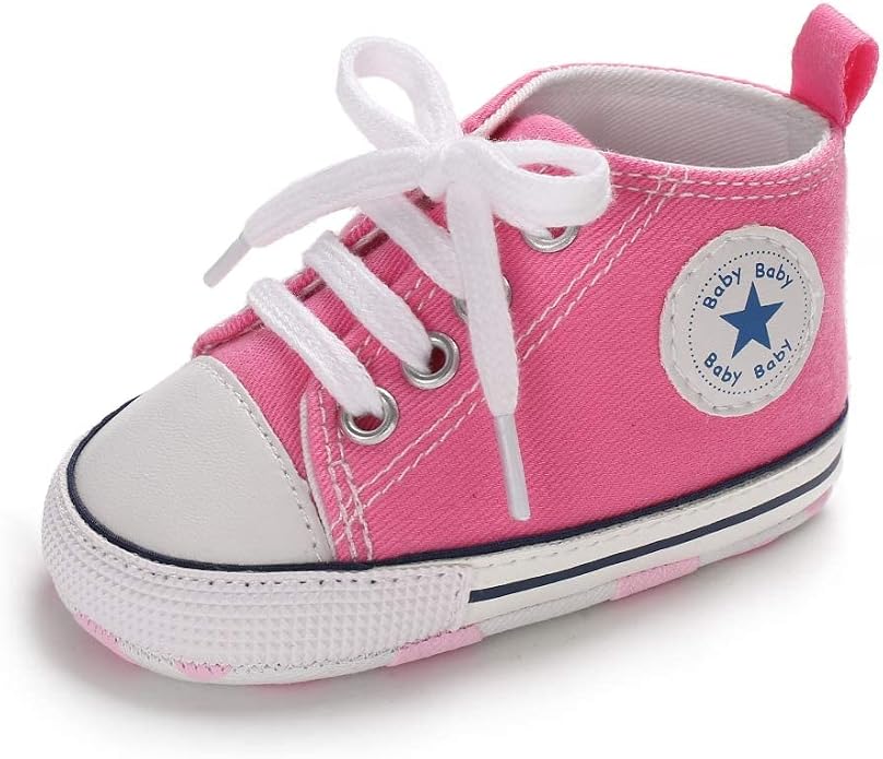 Meckior Baby Girls Boys Canvas Sneakers Soft Sole High-Top Ankle Infant First by Meckior